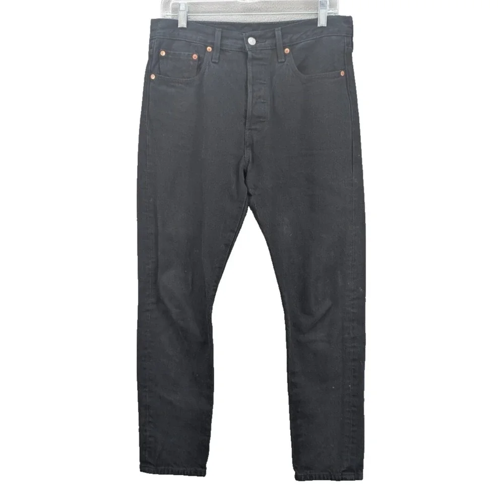 Levis 501‎ Men's Button Fly Jeans 29x28 Black Straight Leg Cotton Rodeo Western